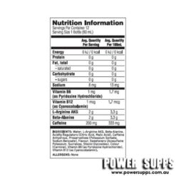 optimum nutrition pure pre 200 pre workout shot ingredients