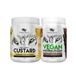 white wolf vegan plant protein custard stack