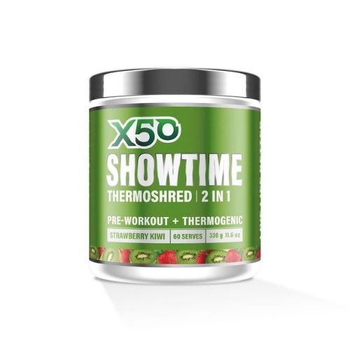 x50 SHOWTIME THERMOSHRED Preworkout + Fatburner Strawberry Kiwi 60 Serves