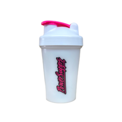 Power Supps Shaker Pink on White Mini 400ml Translucent White with Pink/Black Logo 700ml
