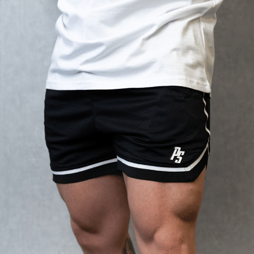 Basketball Shorts Black 5 inch Black with White Trim 4X Large