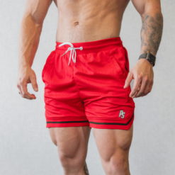 Basketball Shorts Red 5 inch Red with Black Trim 3X Large