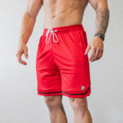 Basketball Shorts Red 7 inch Red with Black Trim 3X Large