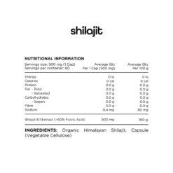 Switch Shilajit Capsules Ingredient