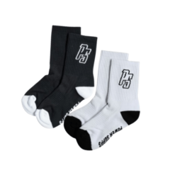 Power Supps Crew Socks Twin Pack White and Black Pair One Size Fits All