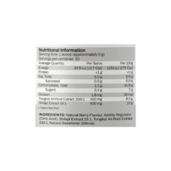 ATP Science Tongkat + Shilajit Ingredients