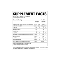 RAW Pump Non-Stim Ingredients