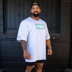 oversize legend tee white with blue mint front side