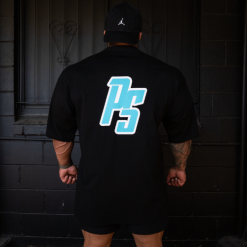 oversize pump cover black with tiffany blue logo back
