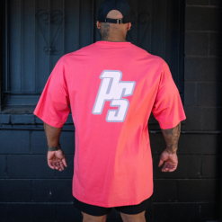 oversize pump cover coral with white logo back