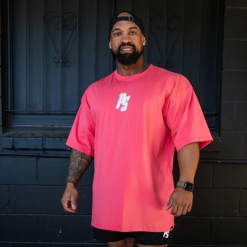 oversize pump cover coral with white logo front side