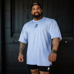 oversize pump cover grey with navy blue logo front side