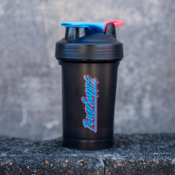 Power Supps Shaker Miami on Black 400ml Blue/Pink Logo on Black Shaker 400ml