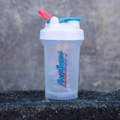 Power Supps Shaker Miami on White 400ml Blue/Pink Logo on White Shaker 400ml