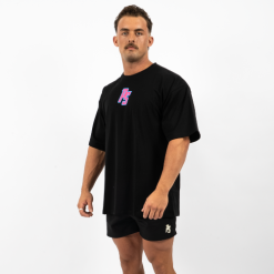 Pump Cover V3 Black Miami Vice Logo Black Shirt with Pink/Blue logo 3XL+
