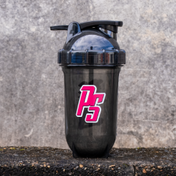 grenade shaker black with pink-white logo