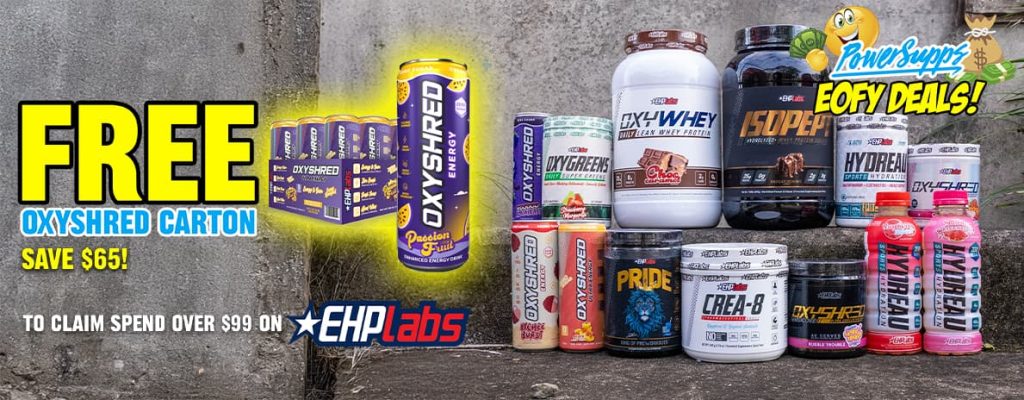 Spend over $99 on EHPLabs products and receive a Free Carton of EHPLabs Oxyshred Cans