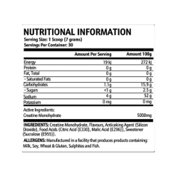 KRUPT Creatine flavoured ingredients