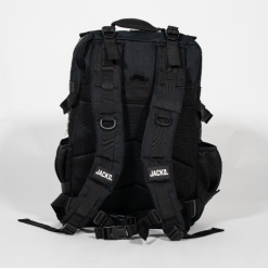 jackt backpack black white trim back
