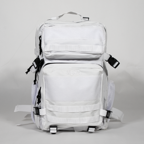 jackt backpack white with black trim front