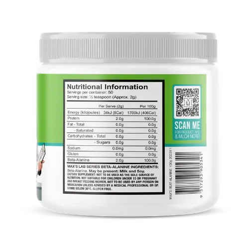 Max's Lab Series Beta-Alanine 100g Ingredients Max's Lab Series Beta-Alanine 100g Ingredients