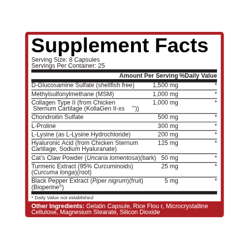 Rich Piana 5% Nutrition Joint Defender Ingredients Rich Piana 5% Nutrition Joint Defender Ingredients