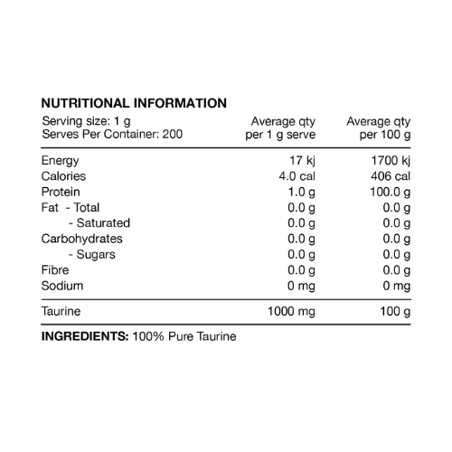 Switch Nutrition Taurine Ingredients Switch Nutrition Taurine Ingredients