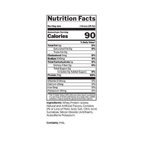 Rule 1 Clear Whey Isolate Nutritional Panel Rule 1 Clear Whey Isolate Nutritional Panel