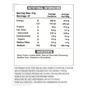 Jackt Labs Premium Isolate Ingredients