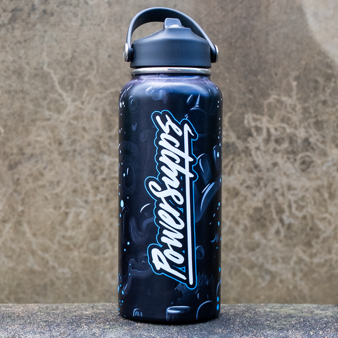 power supps stainless steel waterbottle black and blue power supps stainless steel waterbottle black and blue
