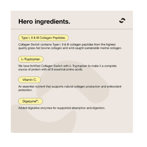 Switch Nutrition Collagen main ingredients Switch Nutrition Collagen main ingredients