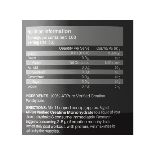 atp science atpure verified creatine monohydrate ingredients atp science atpure verified creatine monohydrate ingredients